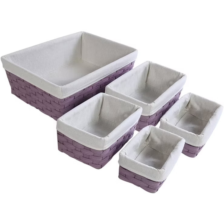 5x Nesting Basket, Purple Wicker Decorative Baskets, 2 Small, 2 Medium, 1 Large | Target