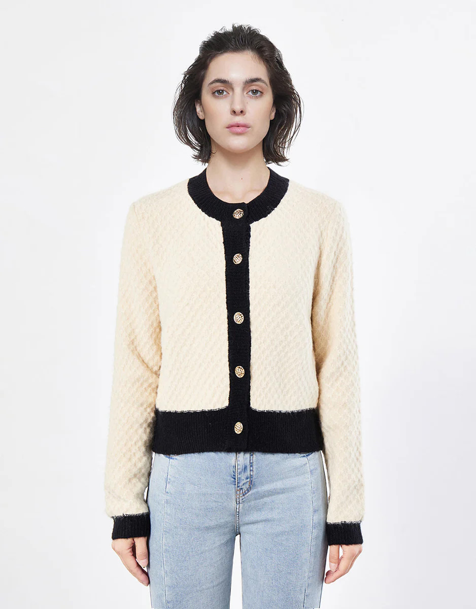 Contrast Trim Button Up Cardigan | Urban Revivo