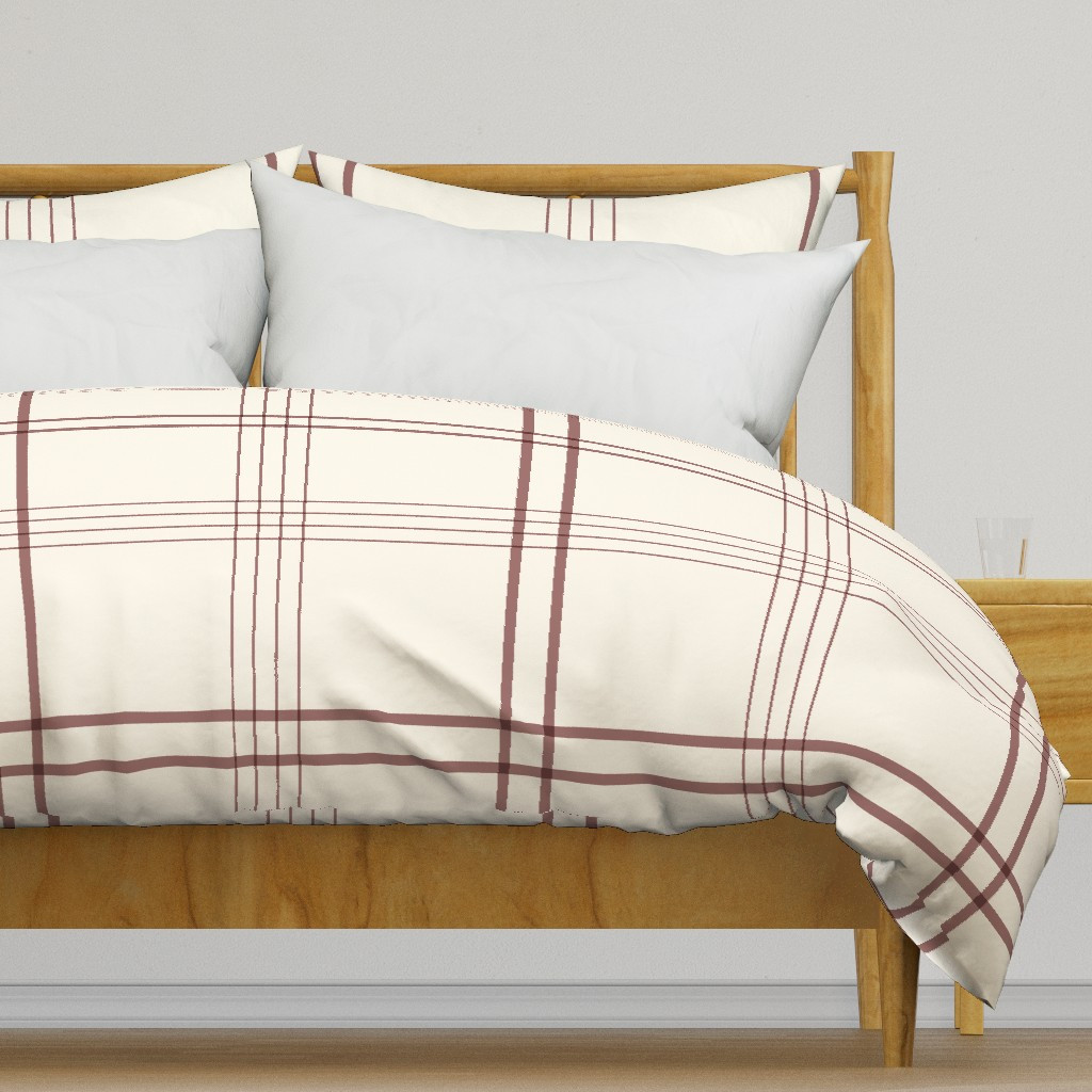 JUMBO / classic plaid stripe copper rose pink creamy white simple Duvet Cover | Spoonflower | Spoonflower