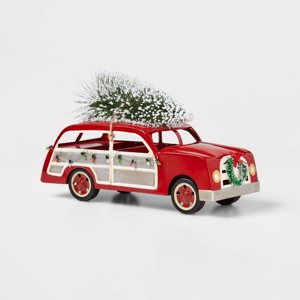 Large Station Wagon with Christmas Tree on Top Decorative Figurine Red - Wondershop™ | Target