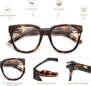 AMOMOMA 3 Pack Oversized Square Reading Glasses for Women,Stylish Retro Cute Blue Light Computer ... | Amazon (US)