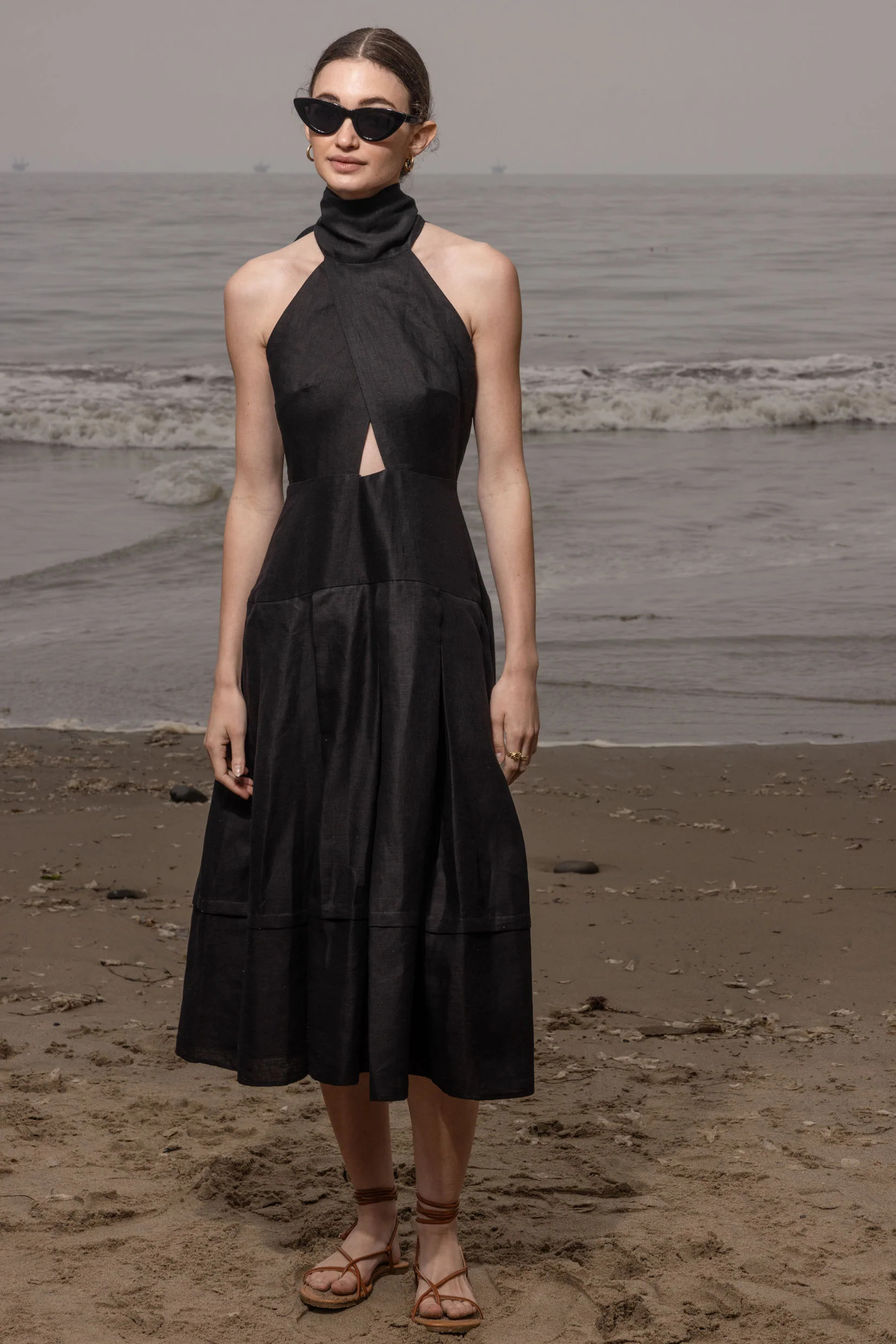 Ginger Dress - Noir Silk & Hemp | Heidi Merrick