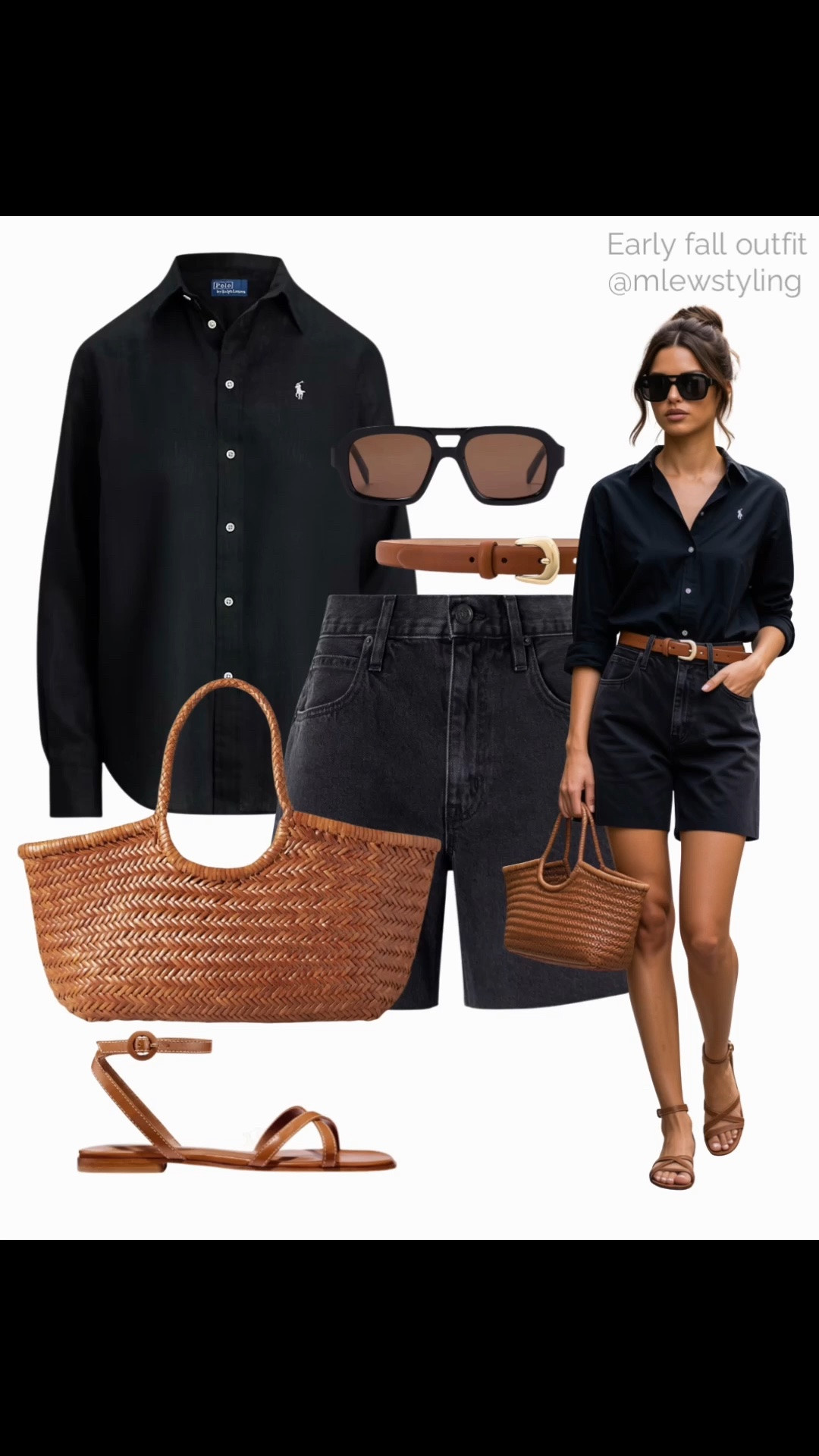 All black early fall outfit 🍂

Tags: black Bermuda jean shorts, polo Ralph Lauren button down, Margaux brown leather sandals, dragon diffusion woven bag, revolve brown and gold belt, neutral capsule wardrobe, outfit formulas

#LTKfall #LTKshoes #LTKbag