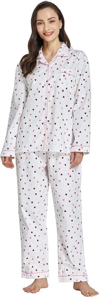 TONY AND CANDICE Women's 100% Cotton Long Sleeve Flannel Pajama Set Sleepwear | Amazon (US)