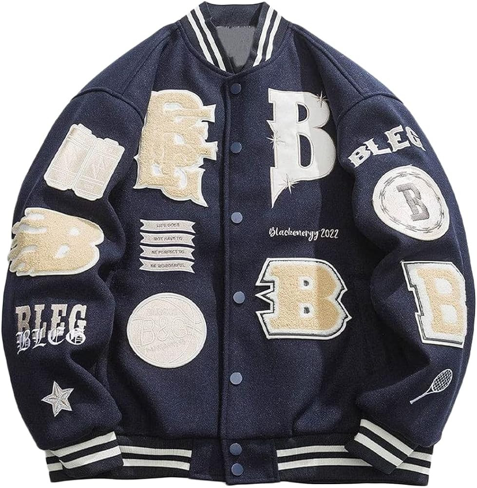 Aelfric Eden Men's Letter Foaming Love Print Varsity Jacket Vintage Graphic Baseball Jacket Unisex C | Amazon (US)