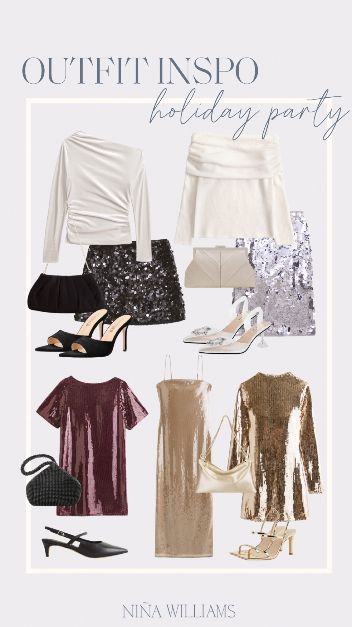 Holiday party outfits! Holiday dress - sequence party outfits - party shoes - party purse 

#LTKFindsUnder100 #LTKHoliday #LTKParties