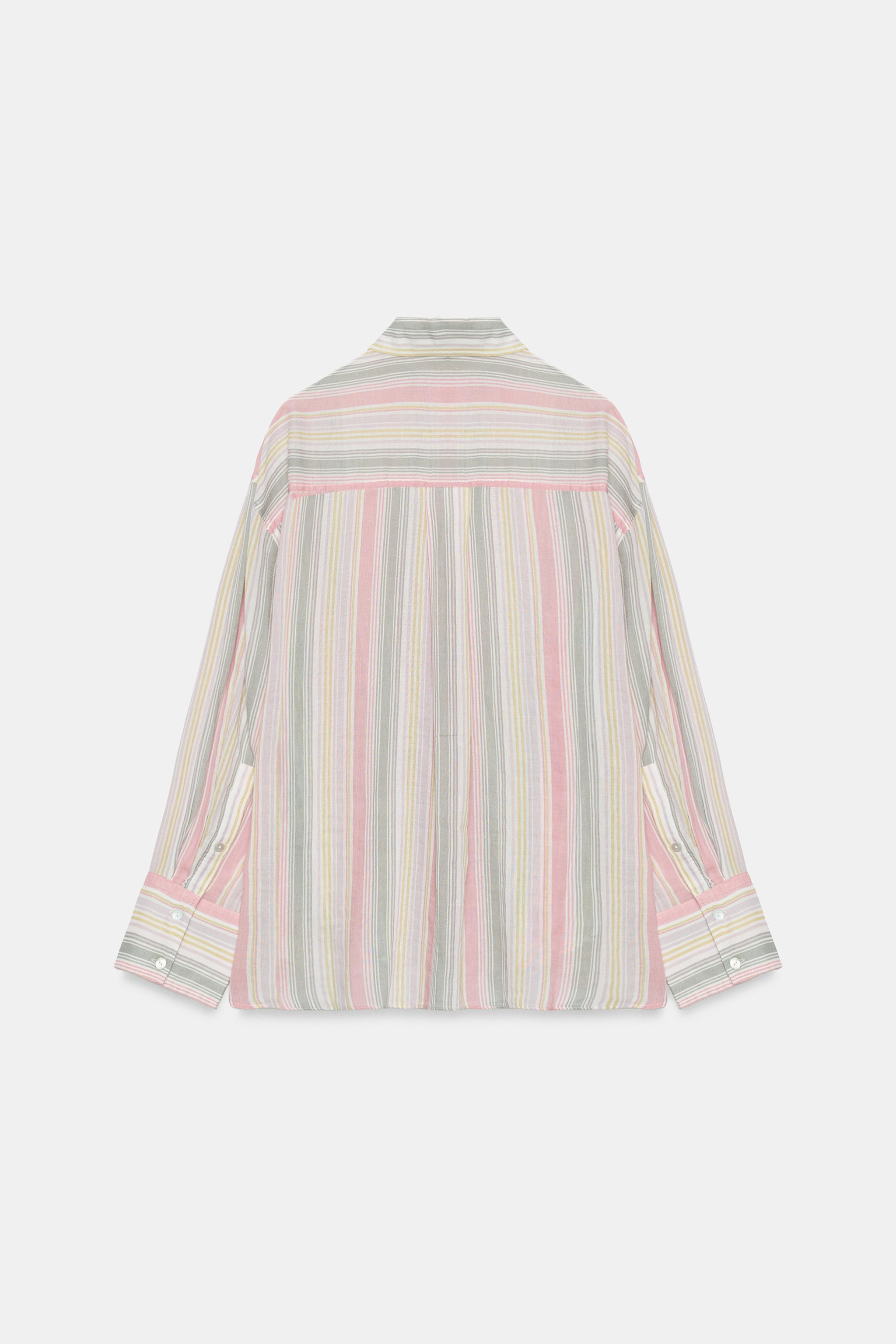 OVERSIZED STRIPED GAUZE SHIRT WITH POCKET | Zara US