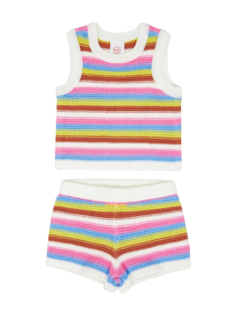 Wonder Nation Toddler Girl Crochet Tank and Short Set, Sizes 12M-5T | Walmart (US)