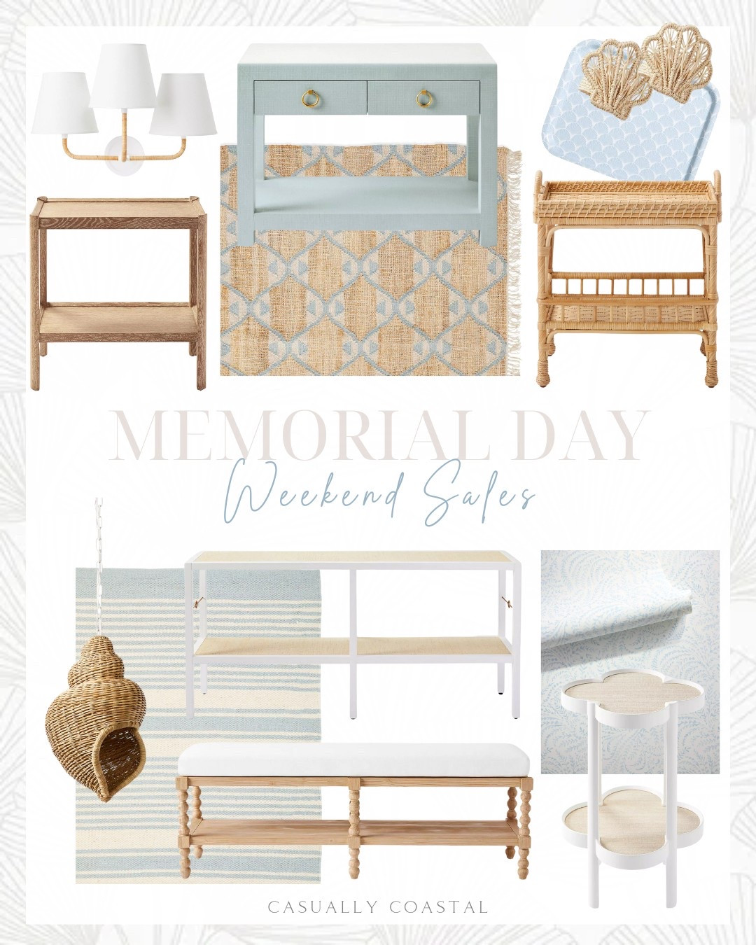 Memorial Day Weekend Sales

Coastal home decor, coastal style, coastal furniture, neutral home decor, home decor on sale, coastal rug, coastal end table, coastal side table, coastal bench, Serena & lily sale, martini table, 8x10 rug, wood side table, rattan side table, Serena & lily side table, coastal blue nightstand, wide nightstand, patterned tray, handwoven napkin rings, coastal napkin rings, triple sconce, console table, striped rug, rug on sale, rattan shell pendant, coastal wallpaper, larkspur task sconce, coastal
Sconce, table lamp, wicker lamp, white martini table, chaise sectional, basket weave sectional  

#LTKHome #LTKFindsUnder100 #LTKSaleAlert
