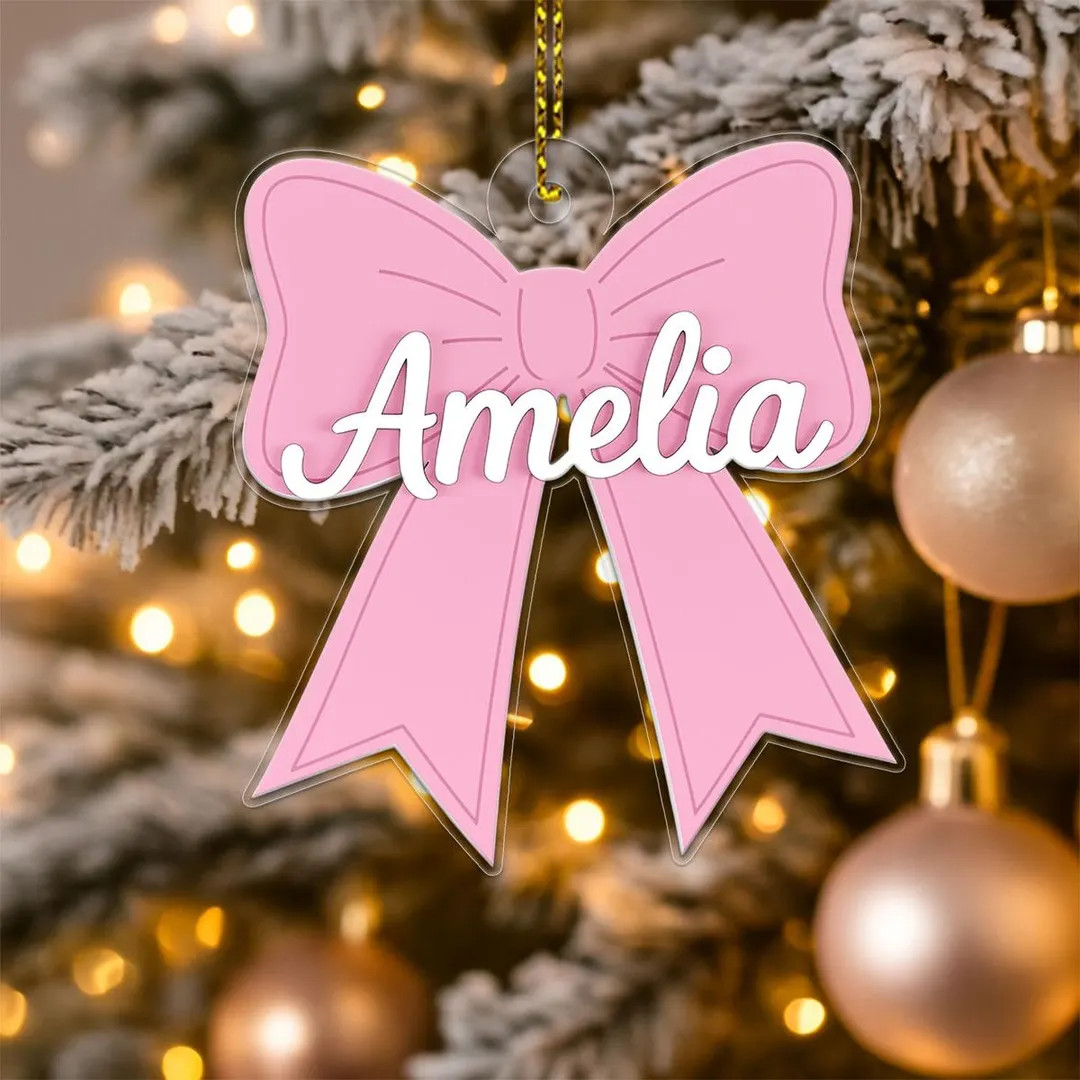 Personalized Pink Bow Ornament – Custom Holiday Tree Decoration, Gift for Girls and Kids - Etsy | Etsy (US)