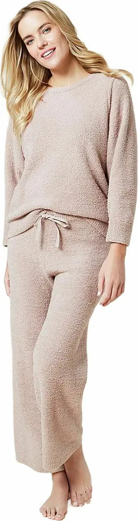 Softies Solid Marshmallow Reverse Seam Crew Neck Lounge Set with Bracelet Sleeve | Nordstrom | Nordstrom