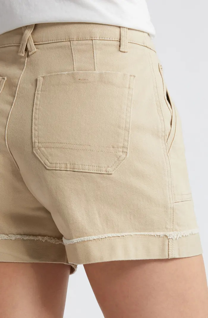 'Ab'Solution Frayed Patch Pocket High Waist Twill Shorts | Nordstrom