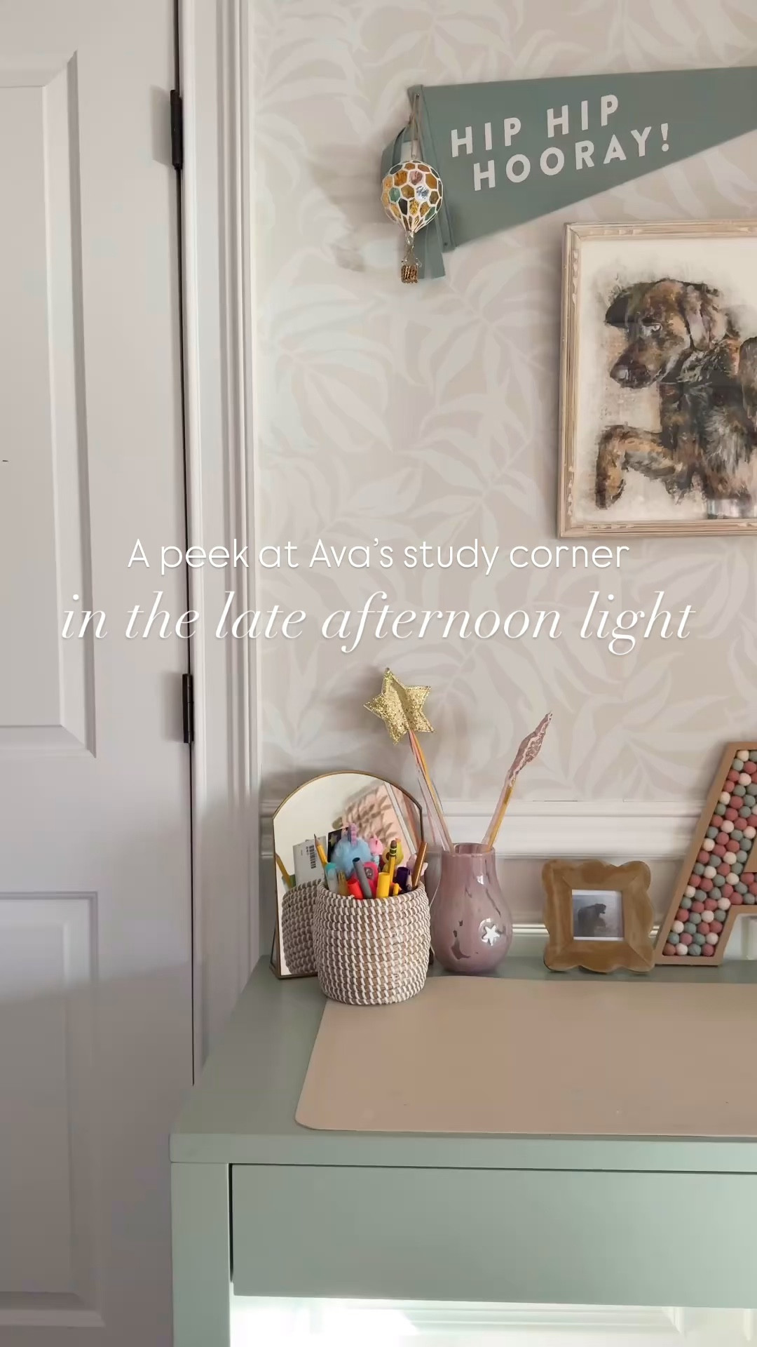 Ava’s little study corner 🩶

The perfect sage green parsons desk, boucle chair, peel-and-stick wallpaper, art, and desk accessories 🙌🏻

#LTKKids #LTKdayinmylife #LTKHome