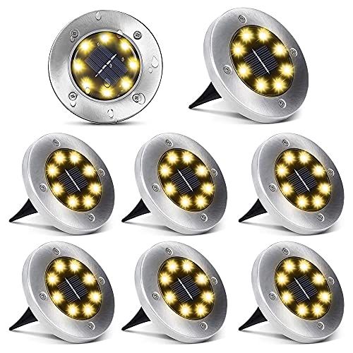 Aogist Solar Ground Lights,8 LED Garden Lights Patio Disk Lights In-Ground Outdoor Landscape Lightin | Amazon (US)