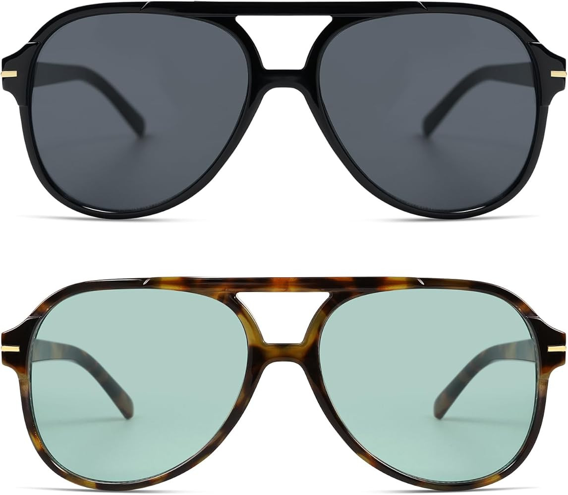 Retro Trendy Square Aviator Sunglasses Womens Mens 70s Classic Vintage Oversized Sun Glasses AR82... | Amazon (US)