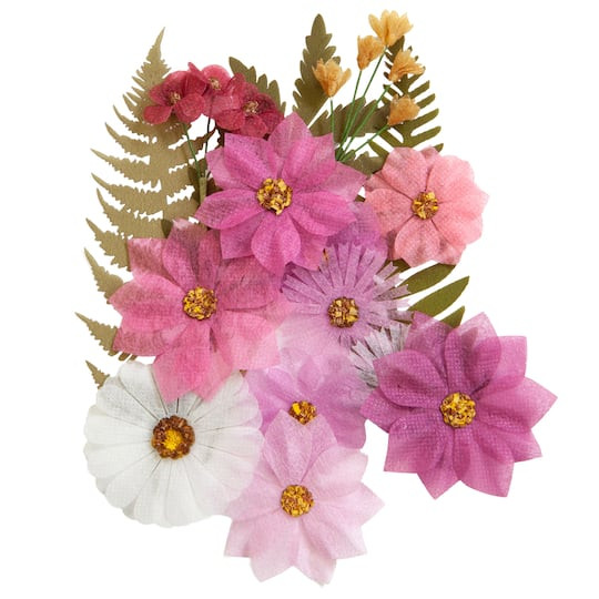 Pink Fabric Pressed Flower Embellishments by Recollections™ | Michaels® | Michaels Stores