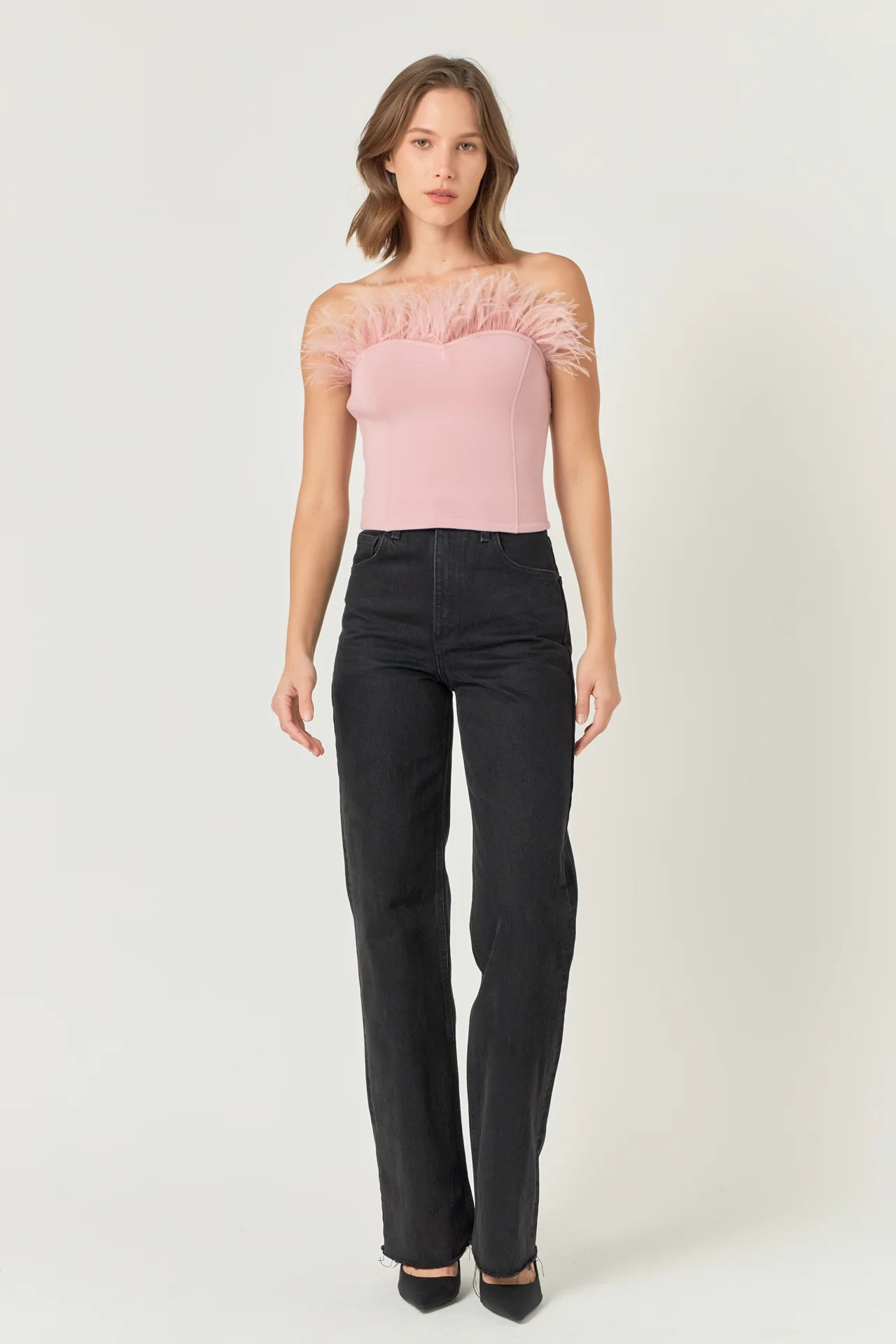 Strapless Knit Feather Top | Endless Rose