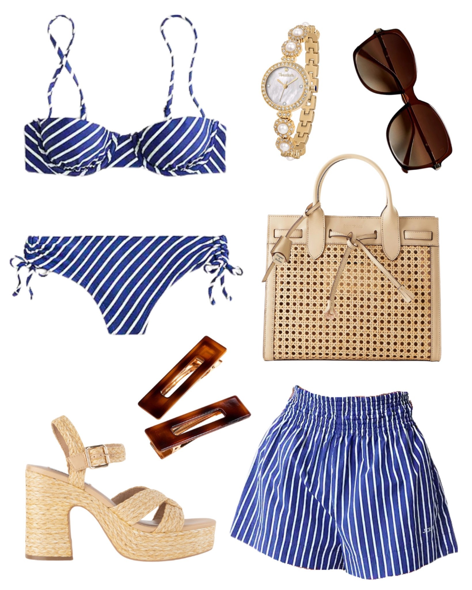 yacht  outfit inspo 🛥️🥂 #oldmoney #summervaca #blueandwhite #rattan #beachwear #bikini #nautical 