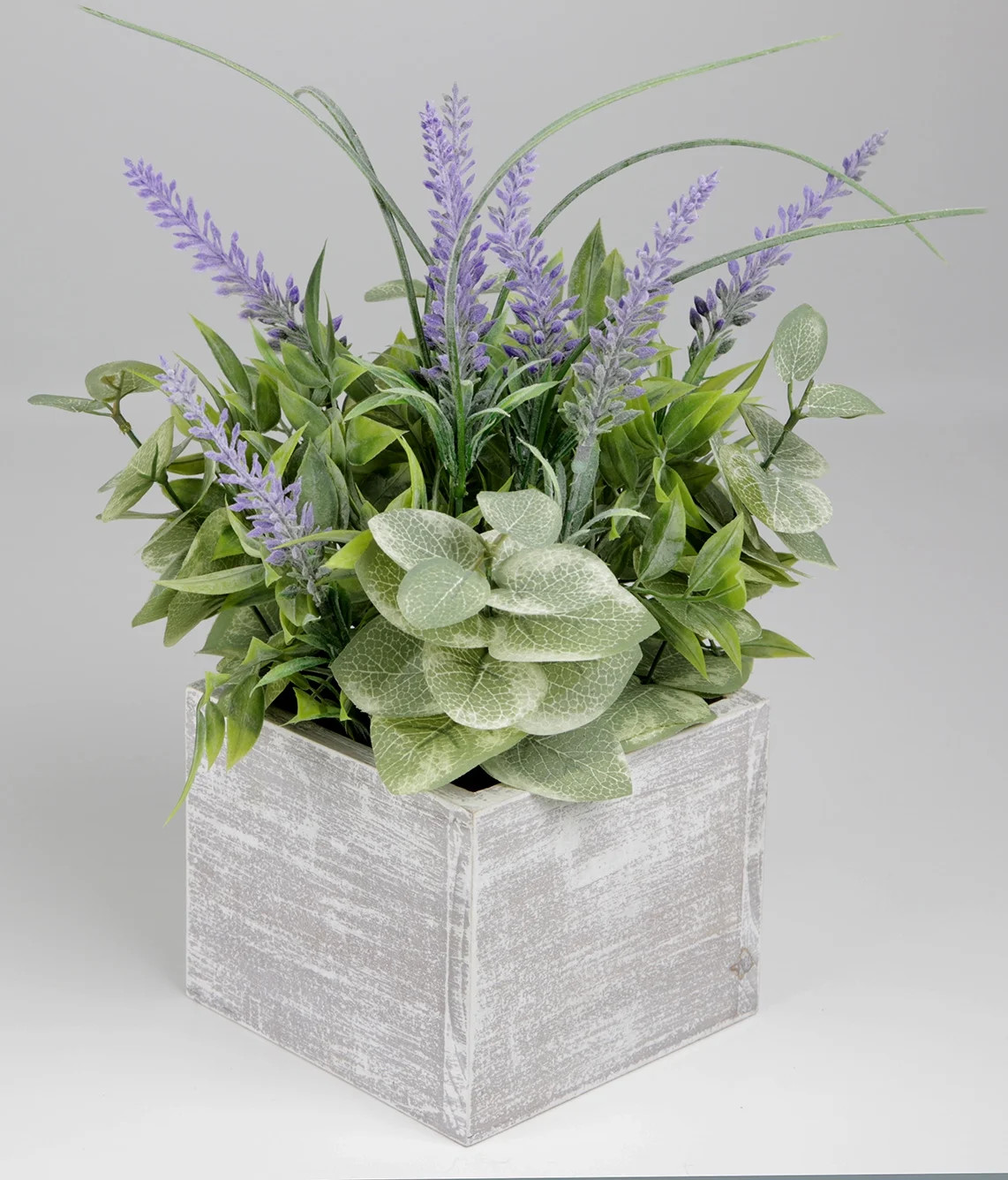Mainstays 12" Artificial Lavender Plant in White Rustic Wood Box, Purple | Walmart (US)