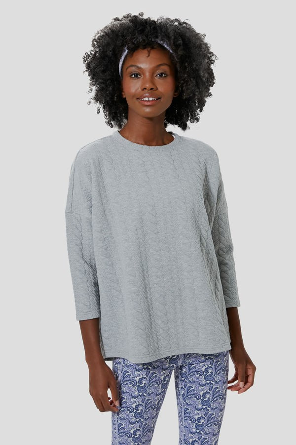 Gray Cable Quilted Crewneck Pullover | Tuckernuck (US)