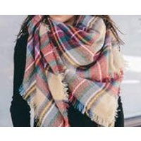 Plaid Blanket Scarf  Khaki Red | Etsy (US)