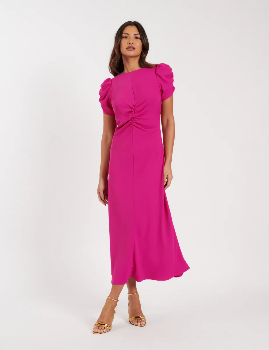 Pink Shirred Naomi Midi Dress | Nobody's Child