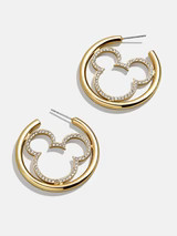 Mickey Mouse Disney Pavé Hoop Earrings - Clear/Gold | BaubleBar (US)