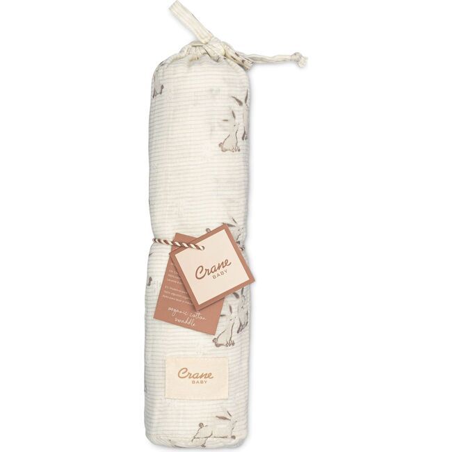 Organic Cotton Bunny Single Swaddle, White | Maisonette