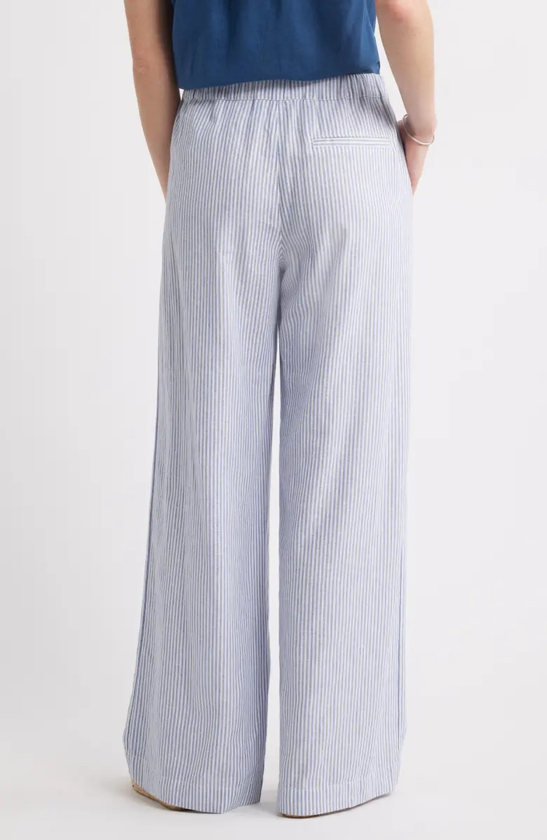 Caslon® Stripe Wide Leg Linen Blend Pants | Nordstrom | Nordstrom