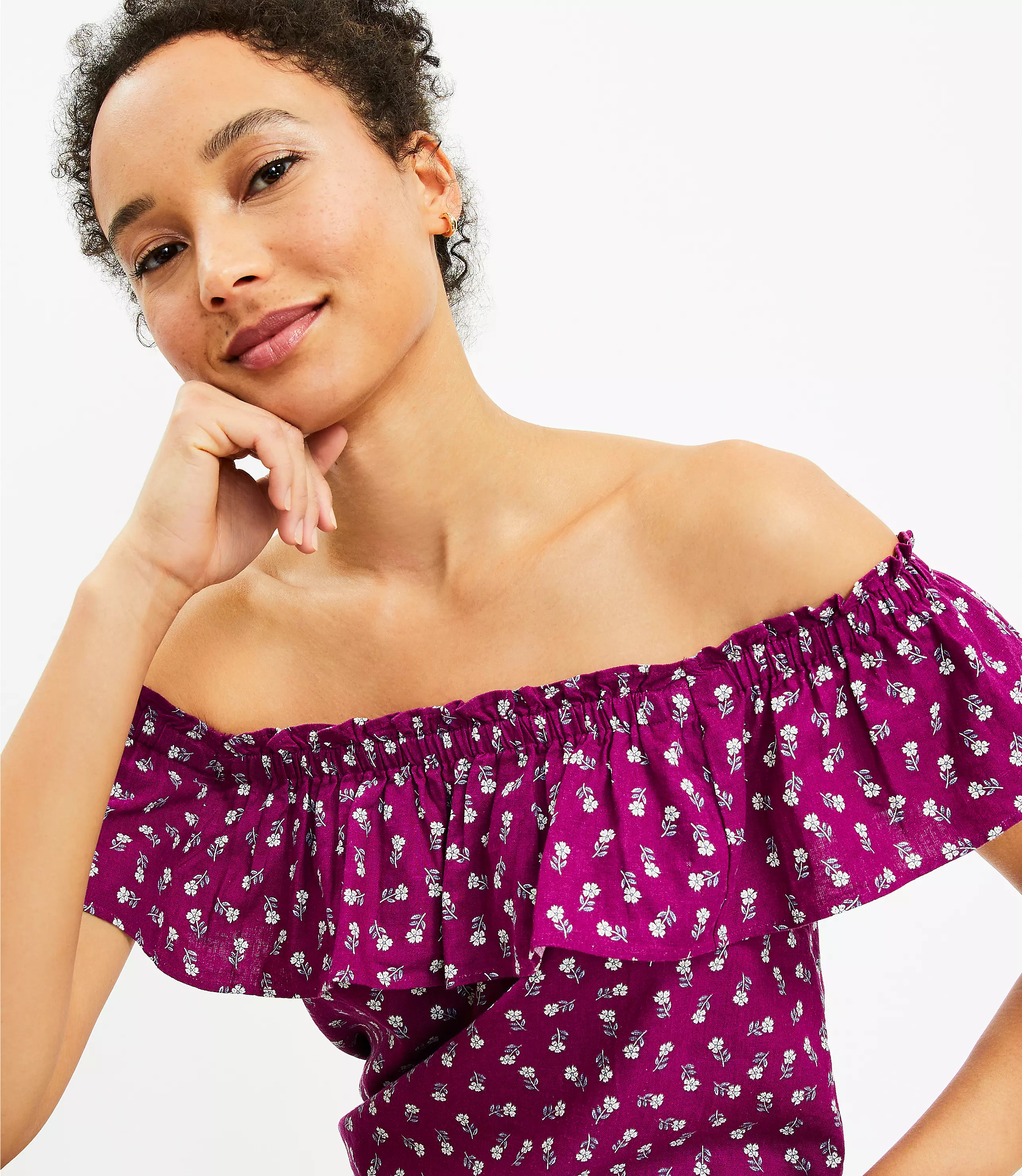 Floral Flutter Square Neck Shell | LOFT