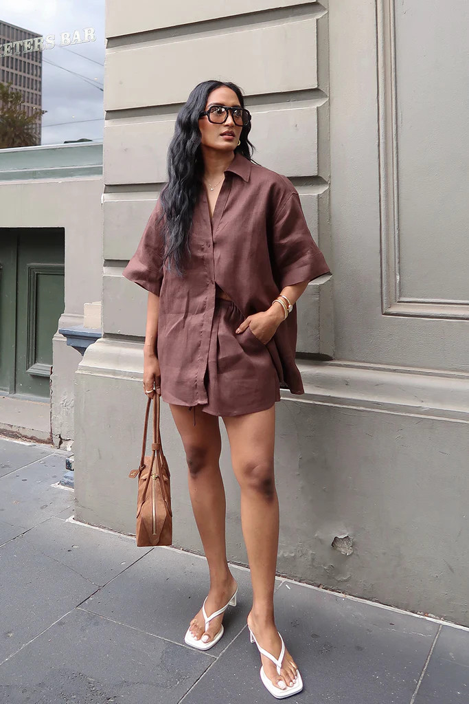 HELENA COCOA LINEN SHORT | DISSH