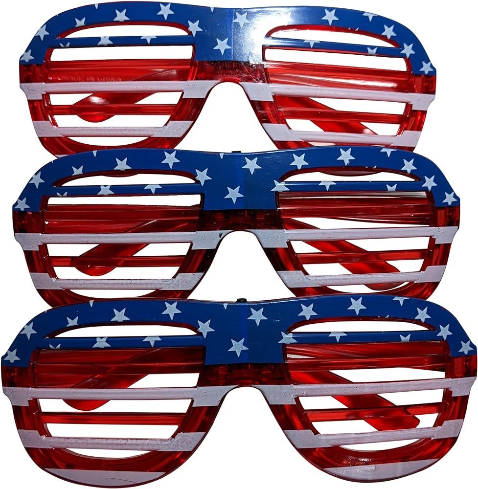 The Electric Mammoth Set of 3 Light Up LED USA American Flag Flashing Glasses | Amazon (US)
