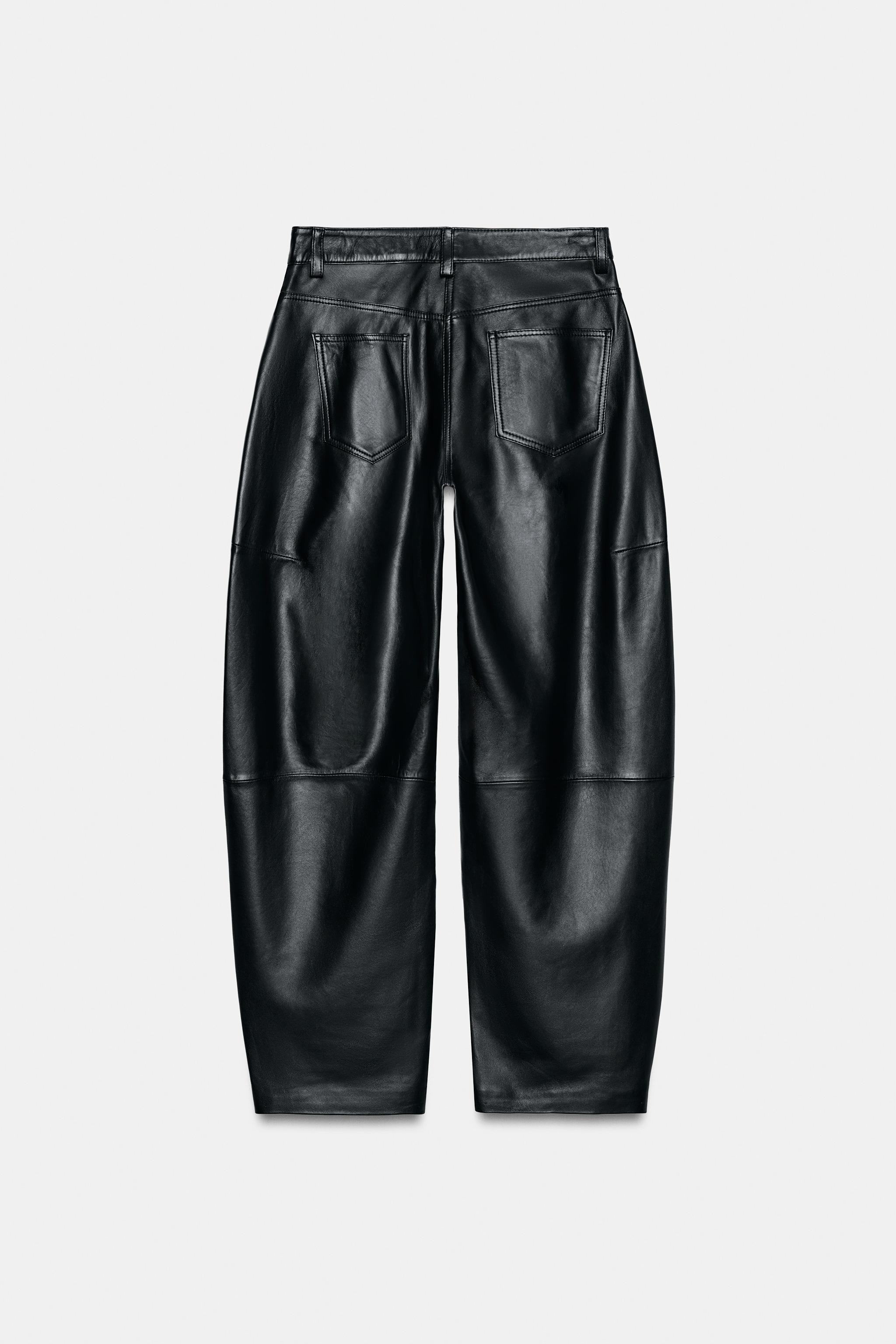 ZW COLLECTION LIMITED EDITION LEATHER BARREL PANTS | Zara US