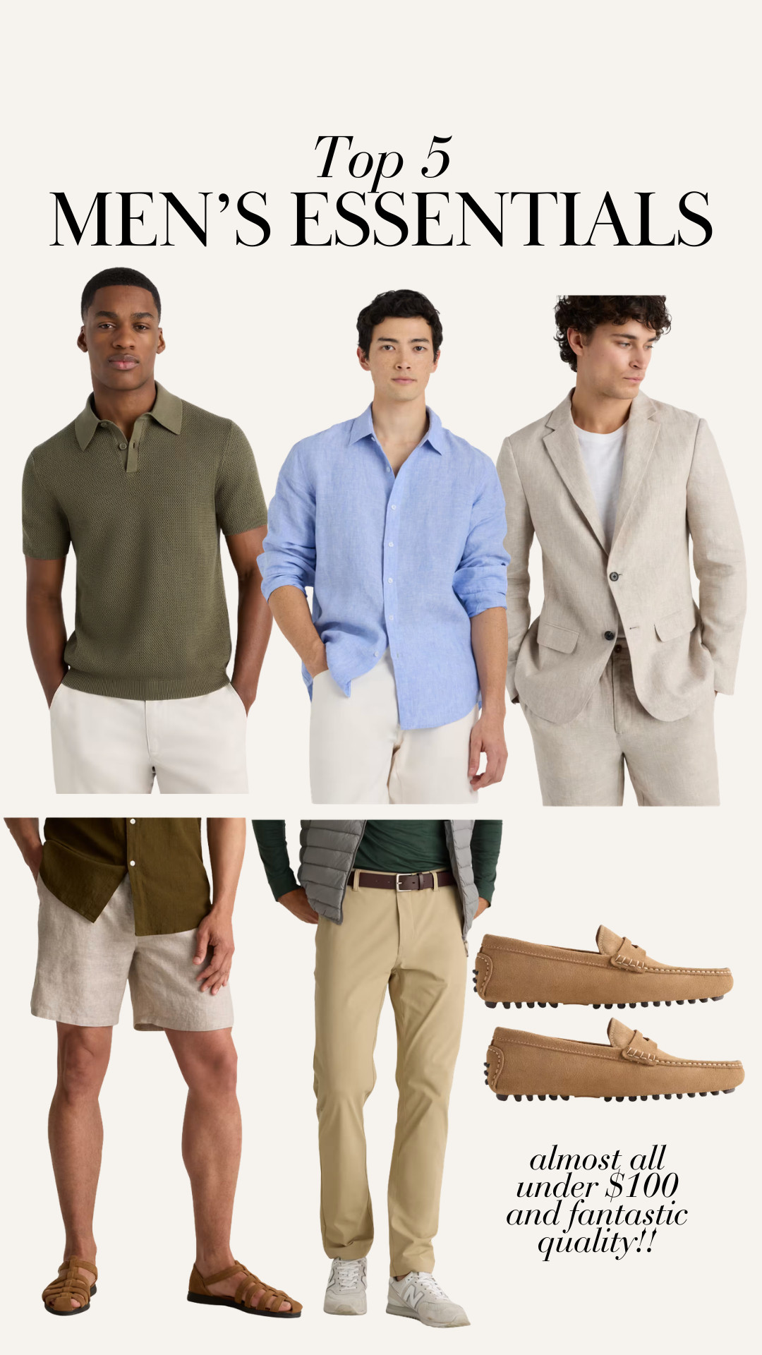 Top 5 Men's essentials! These are all almost under $100 and fantastic quality for your man. Great for father's day gifts too

#quincepartner @quince @onequince 

 

#LTKMens