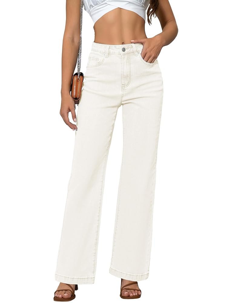 Womens Jeans High Waisted Straight Leg Loose Stretchy Lightweight Tummy Control Trendy Jeans for ... | Amazon (US)