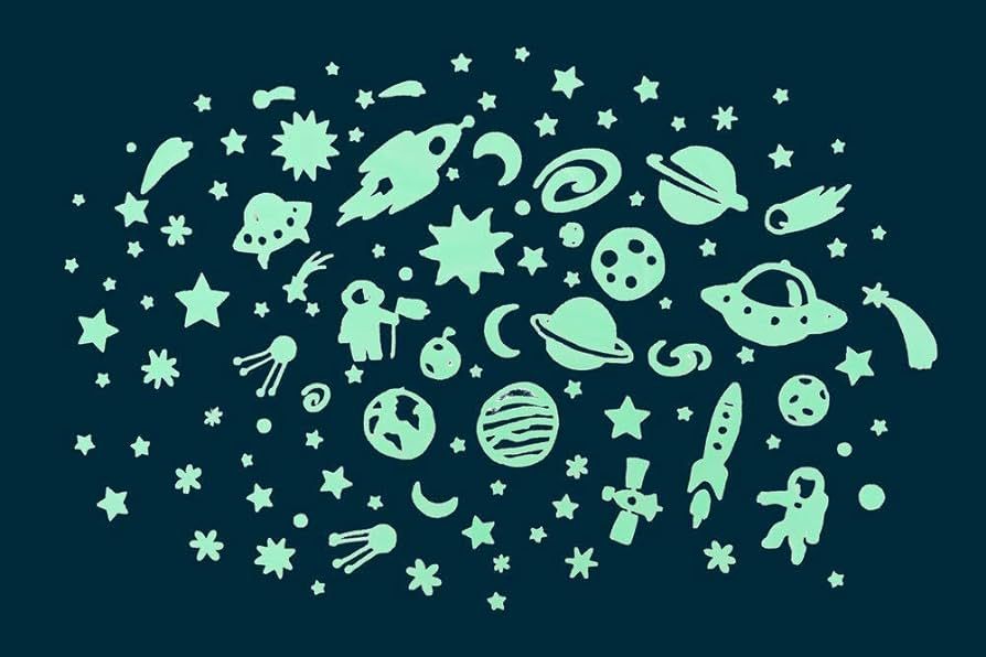 GLOPLAY Space Adventure Series (107pcs/pack), Glow in The Dark Educational Wall Stickers, The Eco... | Amazon (US)