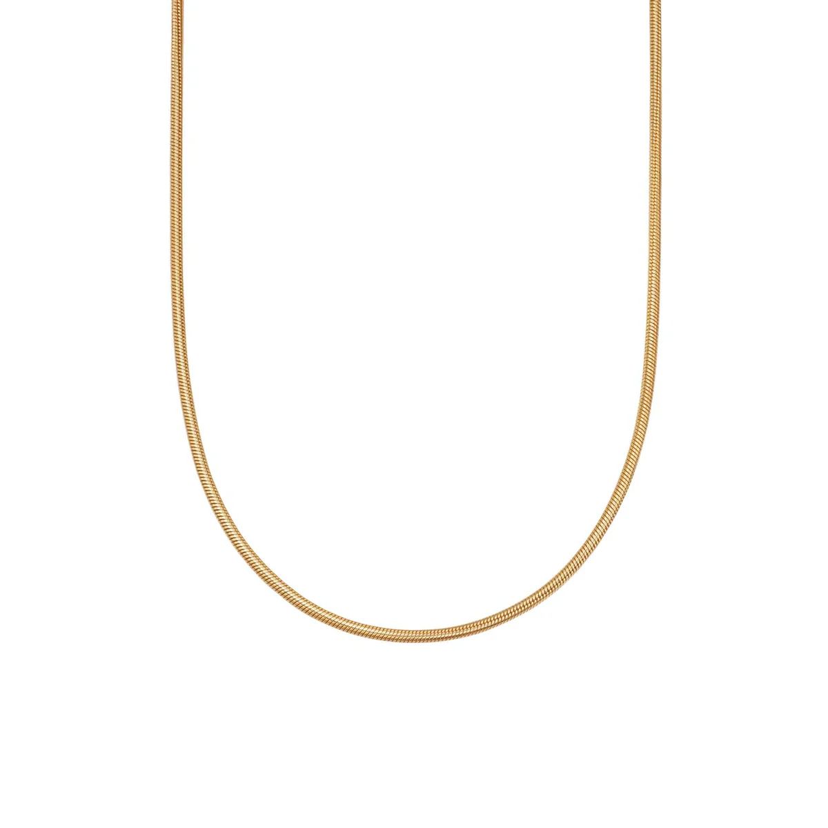 Round Snake Chain Necklace 18ct Gold Plate | Daisy London Jewellery