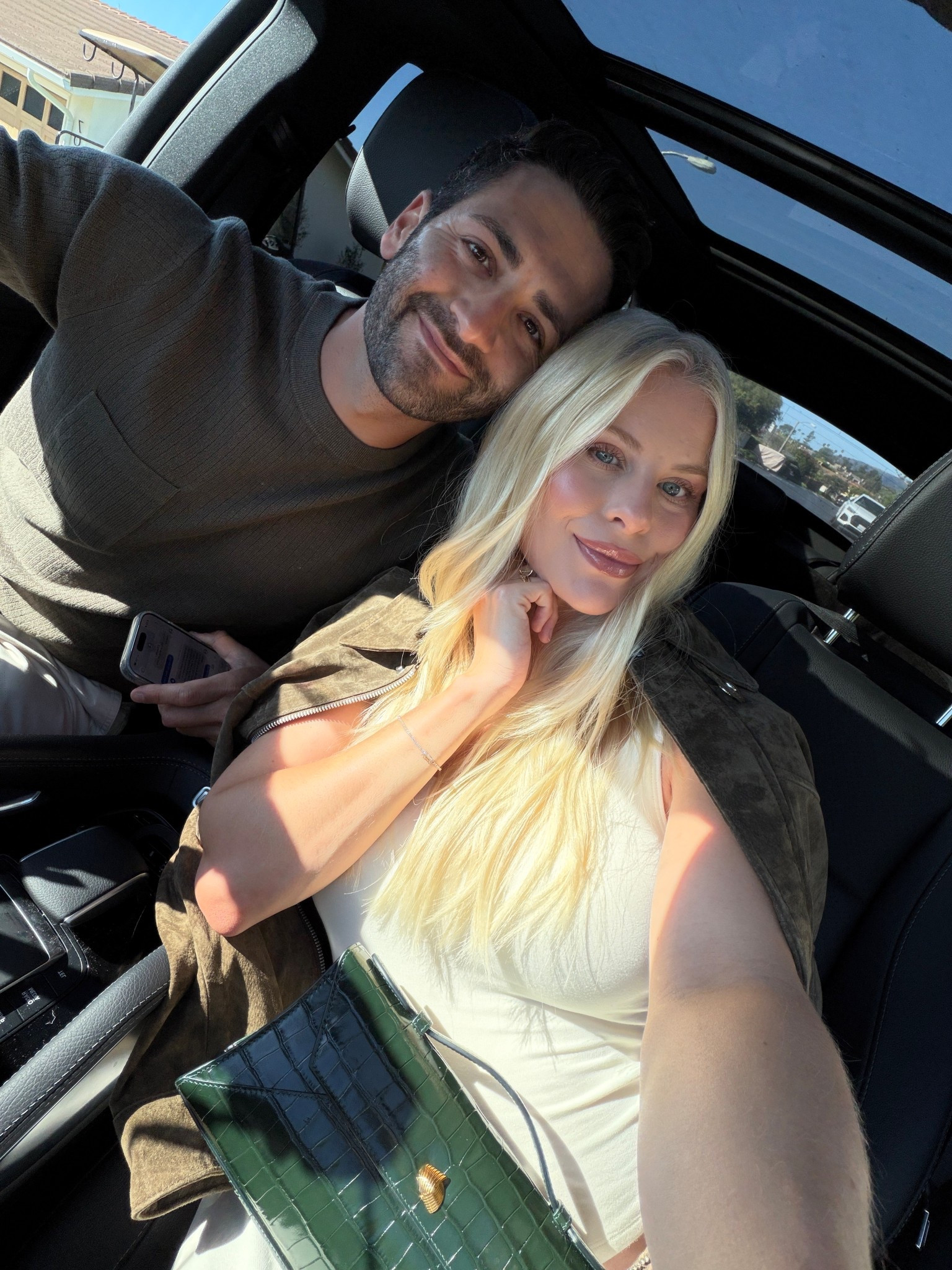 Wearing a med in jacket and tank,  31 in jeans (sized up from 26 for pregnancy), shoes run tts! Also linking Cort’s shirt! #kathleenpost

Spring transition outfit, casual chic look, date night outfit, bump friendly, spring outfits 2026, maternity look

 #LTKootd #LTKBump #LTKSeasonal