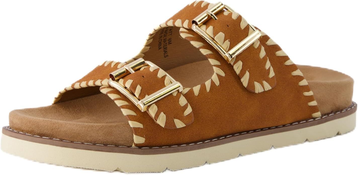 CUSHIONAIRE Women's Wyatt whipstitch footbed sandal with +Comfort, Wide Widths Available | Amazon (US)