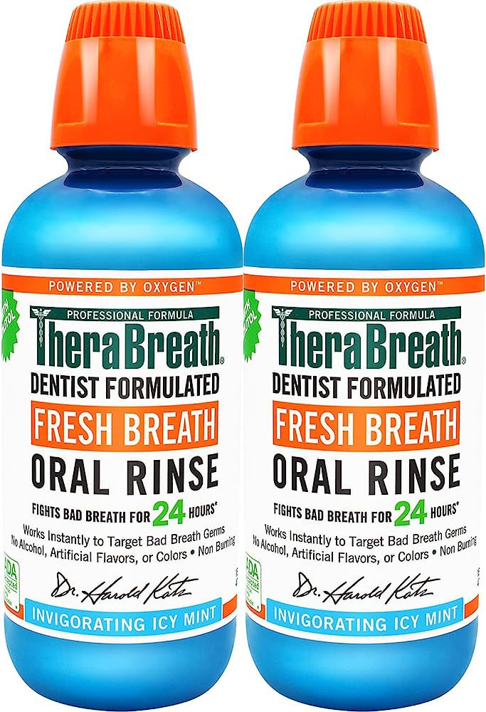 TheraBreath Fresh Breath Dentist Formulated Oral Rinse, Icy Mint, 16 Fl Oz (Pack of 2) | Amazon (US)