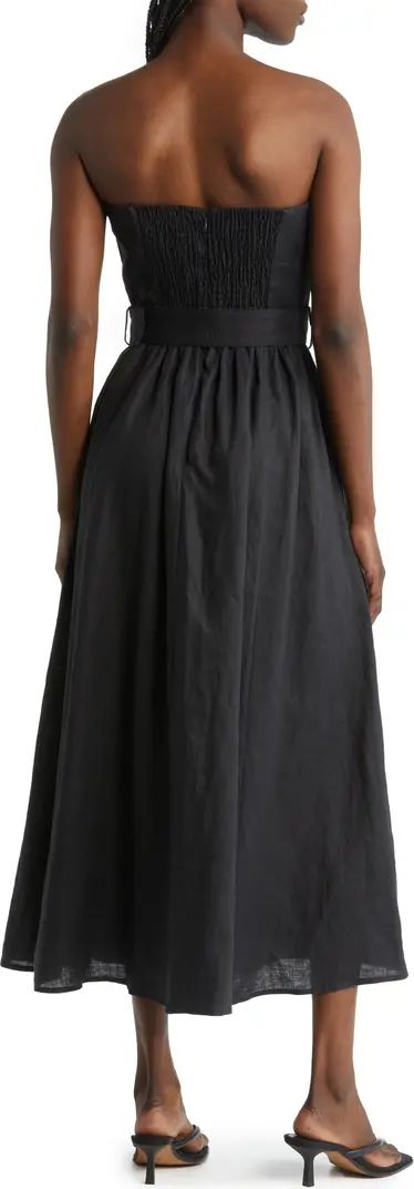 Strapless Fit & Flare Belted Linen Dress | Nordstrom