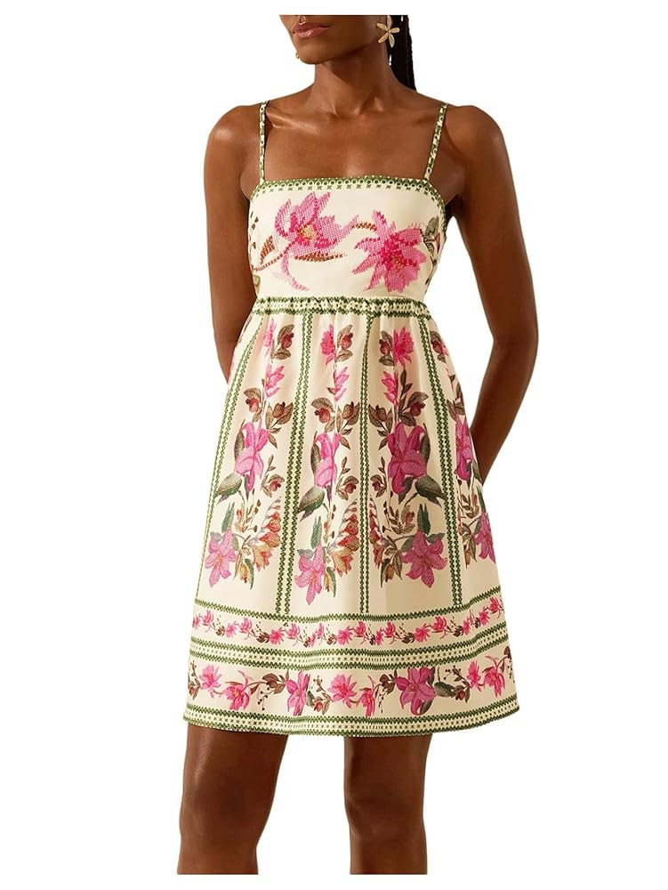 SOLY HUX Women's Floral Print Cami Dress Spaghetti Strap A Line Flared Flowy Short Summer Dresses... | Amazon (US)