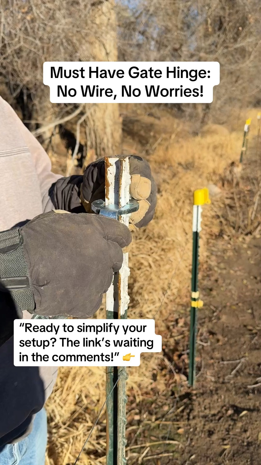 Say goodbye to the struggle of hot wire and tricky gate setups! These hinge pins make hanging gates on T-posts a breeze. No more hassle, just easy solutions for your fencing needs. 🛠️ 

#LTKHome