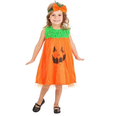 HalloweenCostumes.com 2T Girl Shimmering Pumpkin Toddler Costume, Orange/Green/Black | Target
