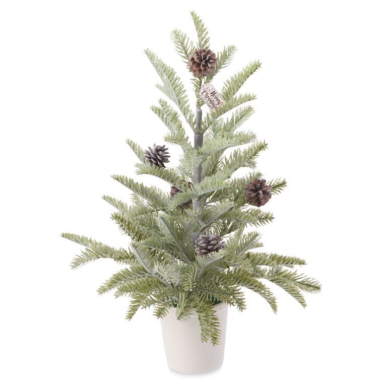 Holiday Time Pine Tree With Cream Base, 24-inch - Walmart.com | Walmart (US)