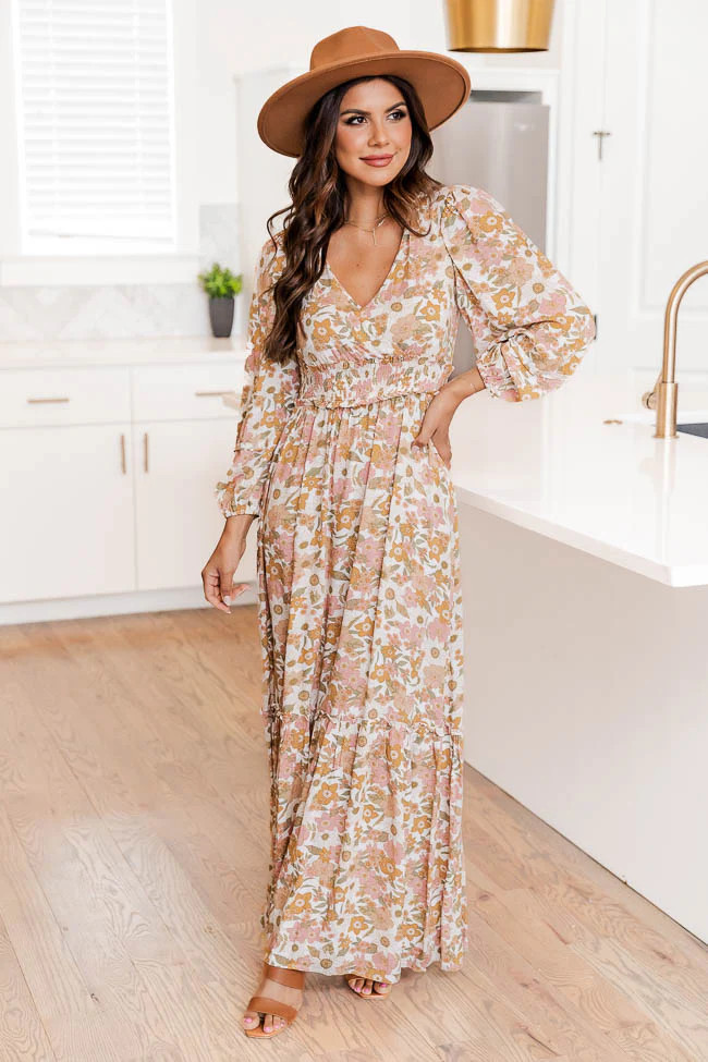 Gather Your Thoughts Multicolored Floral Smocked Waist Maxi Dress | Pink Lily