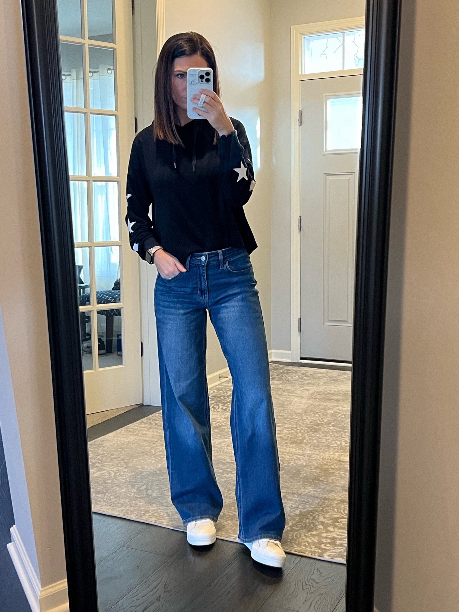 Wide leg jeans!! Unbelievable comfort and 50% off right now. Four color options. True to size  

Chuck Taylor converse high tops are on crazy sale right now, too! Most sizes available, several color options  

#LTKCyberWeek #LTKGiftGuide #LTKSeasonal