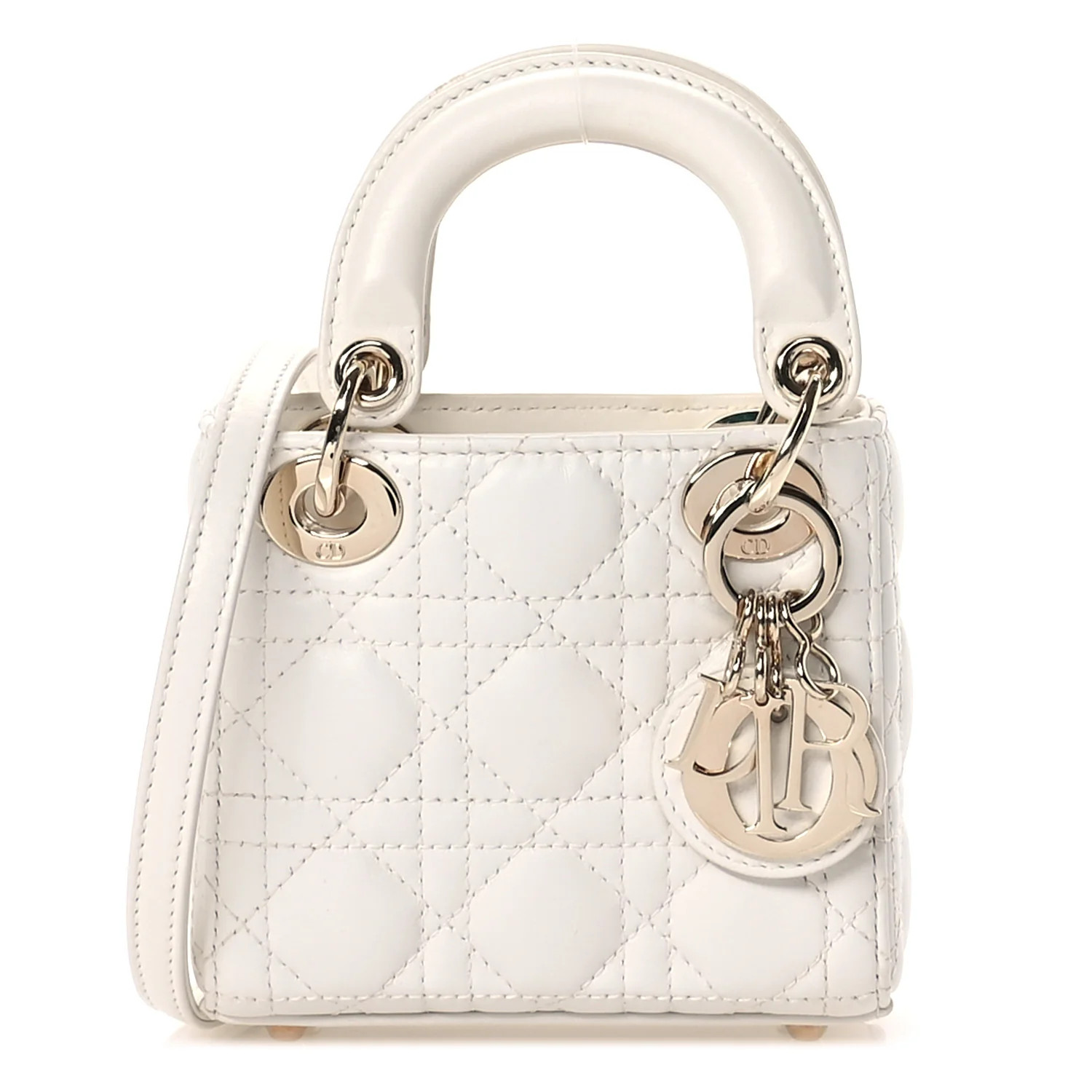 Lambskin Cannage Micro Lady Dior White | FASHIONPHILE (US)