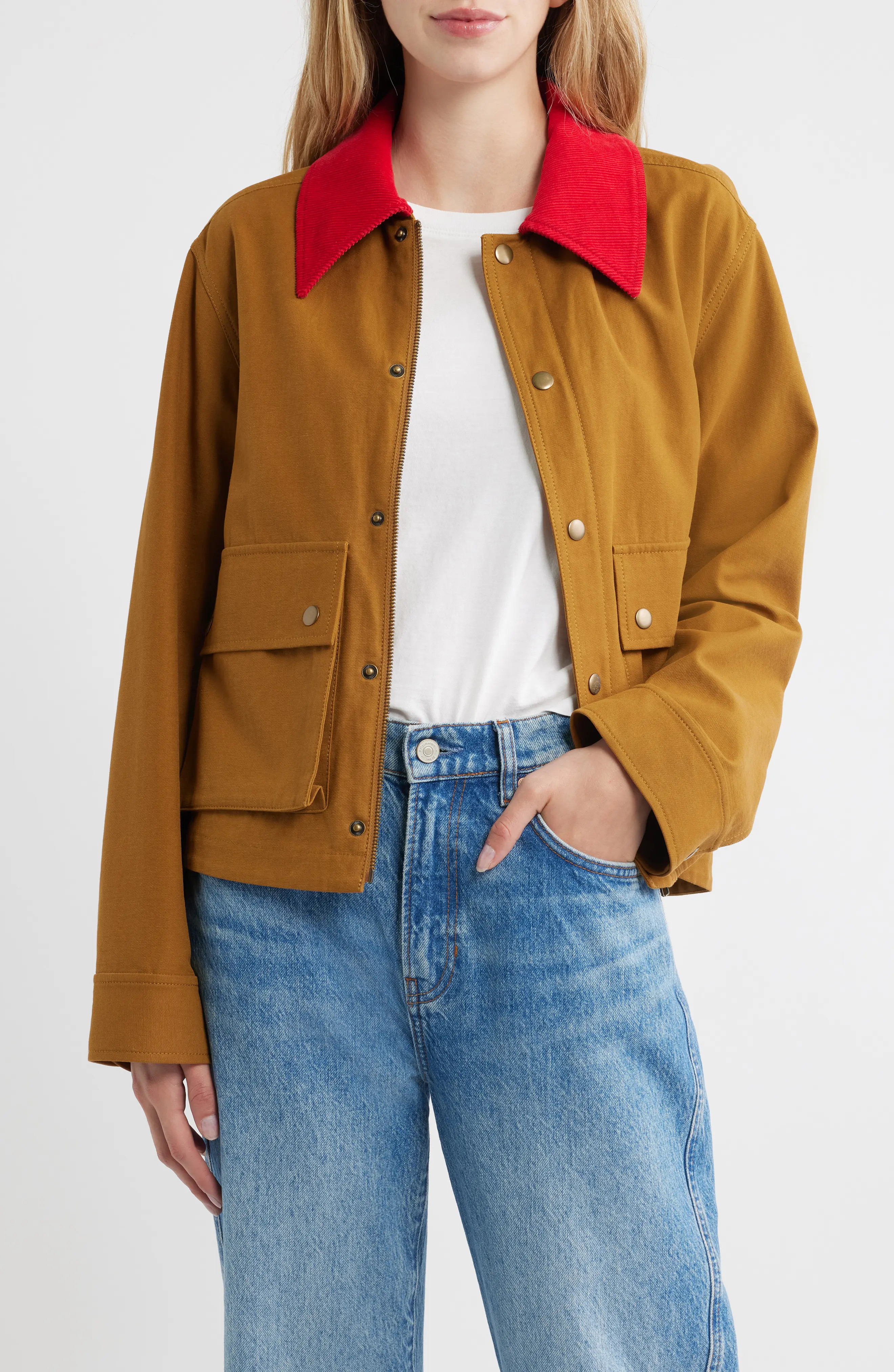 THE GREAT. The Swingy Jacket in Rust With Bright Red at Nordstrom, Size 3 | Nordstrom