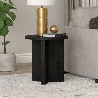 Meyer&Cross Anders 20 in. Black Grain Round MDF Top End Table ST1925 - The Home Depot | The Home Depot